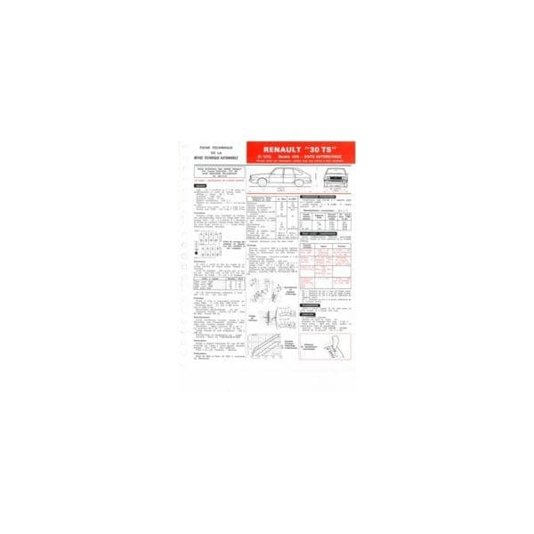 R30 TS 1976  Fiche Technique Renault