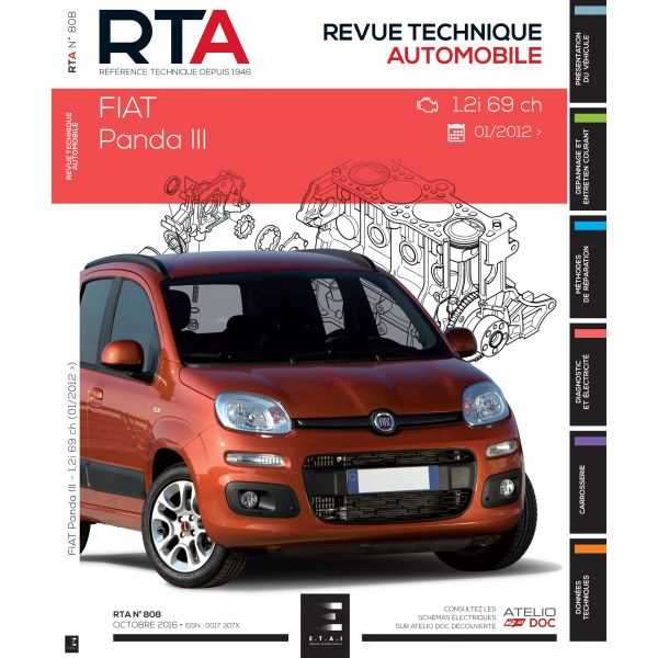 Panda III 1.2i 69cv 01/12- Revue Technique FIAT