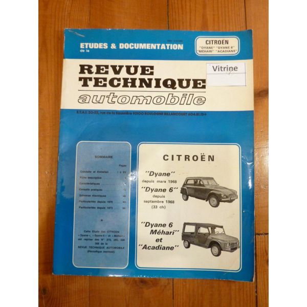 Revue Technique Automobile Citroën Dyane, Acadiane et Méhari - CV70132 