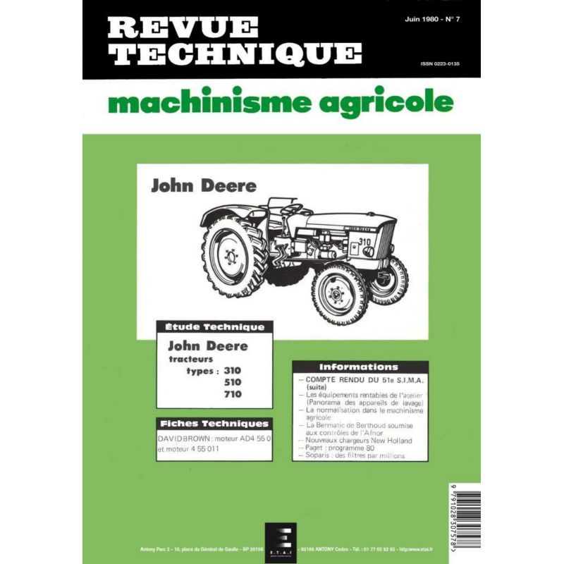 Rta Revue Technique Agricole Tracteurs John Deere 310 510 710 2799