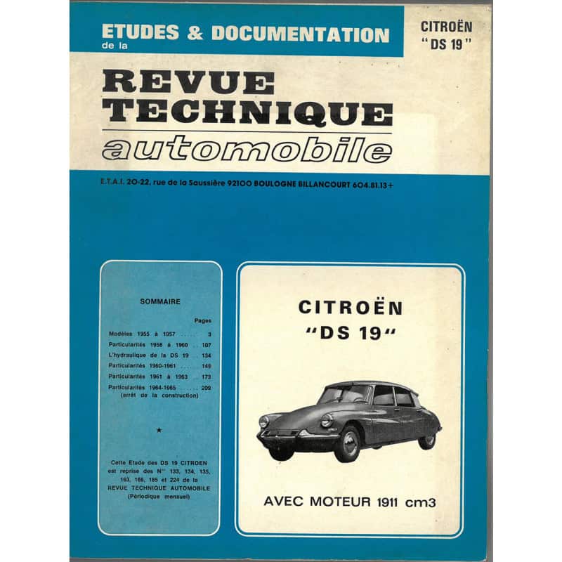 DS 19 1911cc - Revue Technique Citroen