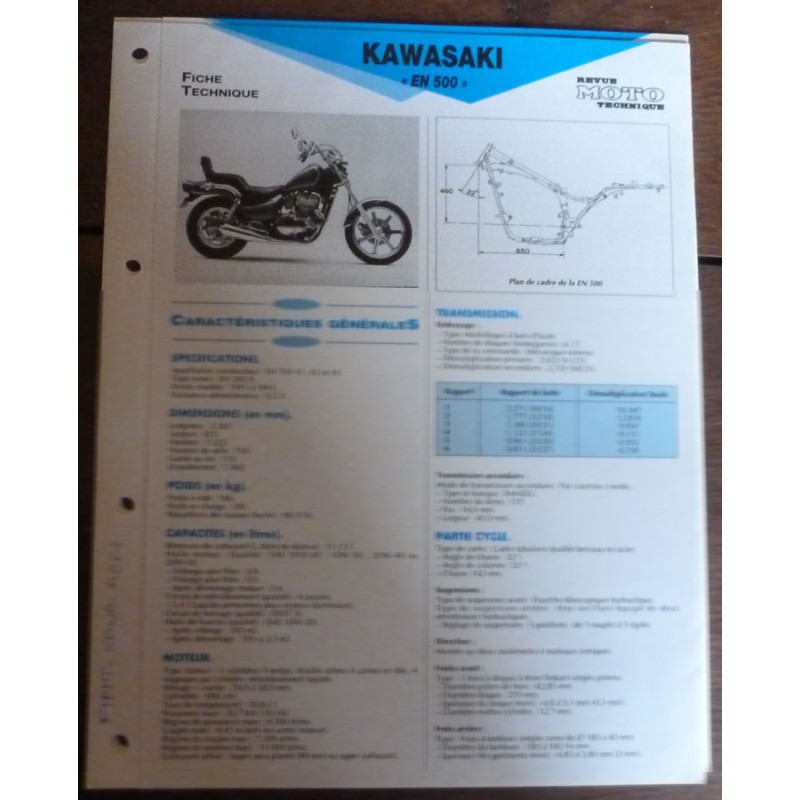 EN500 91-93 Fiche Technique Kawasaki