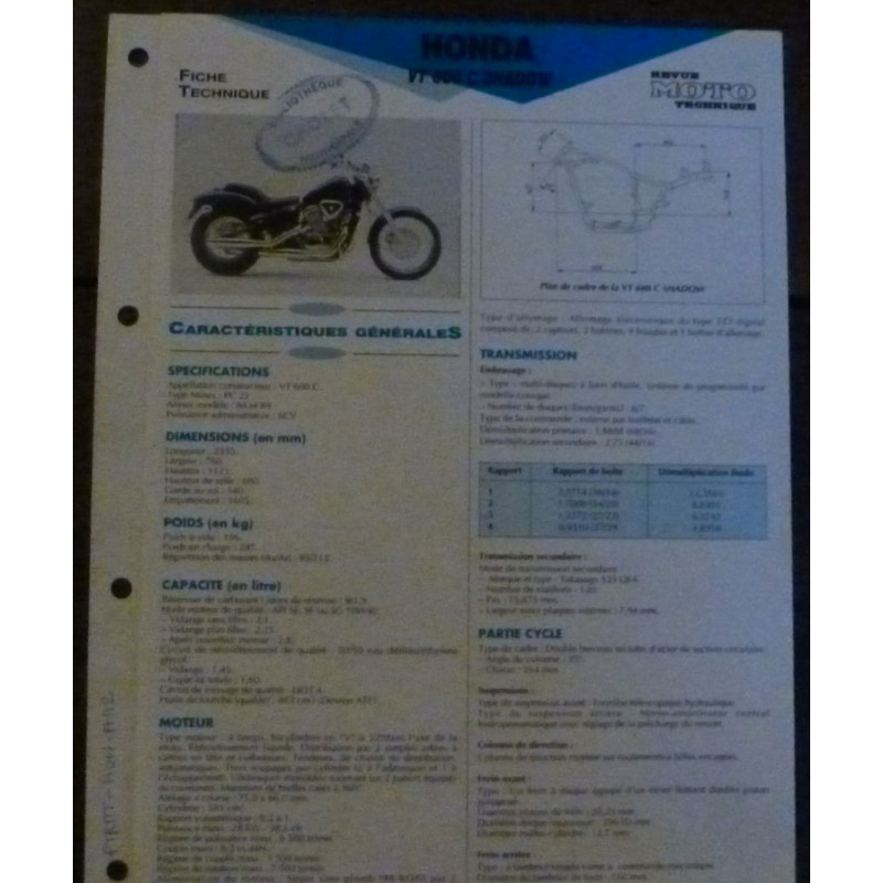 VT600C 88-89 - Fiche Technique Honda