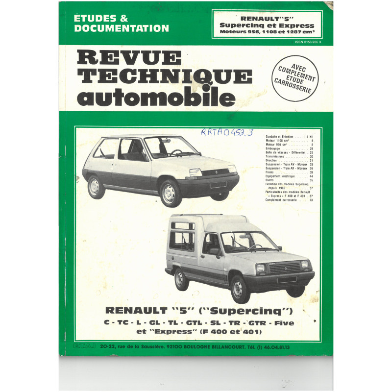 R5 SuperCinq - Revue Technique RENAULT