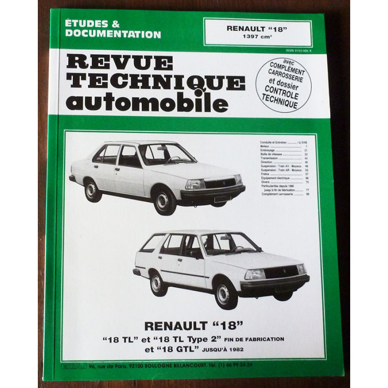 copy of R18 TL GTL Type 2  Revue Technique RENAULT