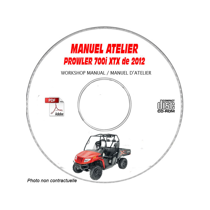 PROWLER 700i XTX 2012 -  Manuel Atelier CDROM ARTIC-CAT Anglais